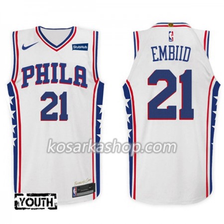 Dres Philadelphia 76ers Joel Embiid 21 Nike 2017-18 Bijela Swingman - Dječji